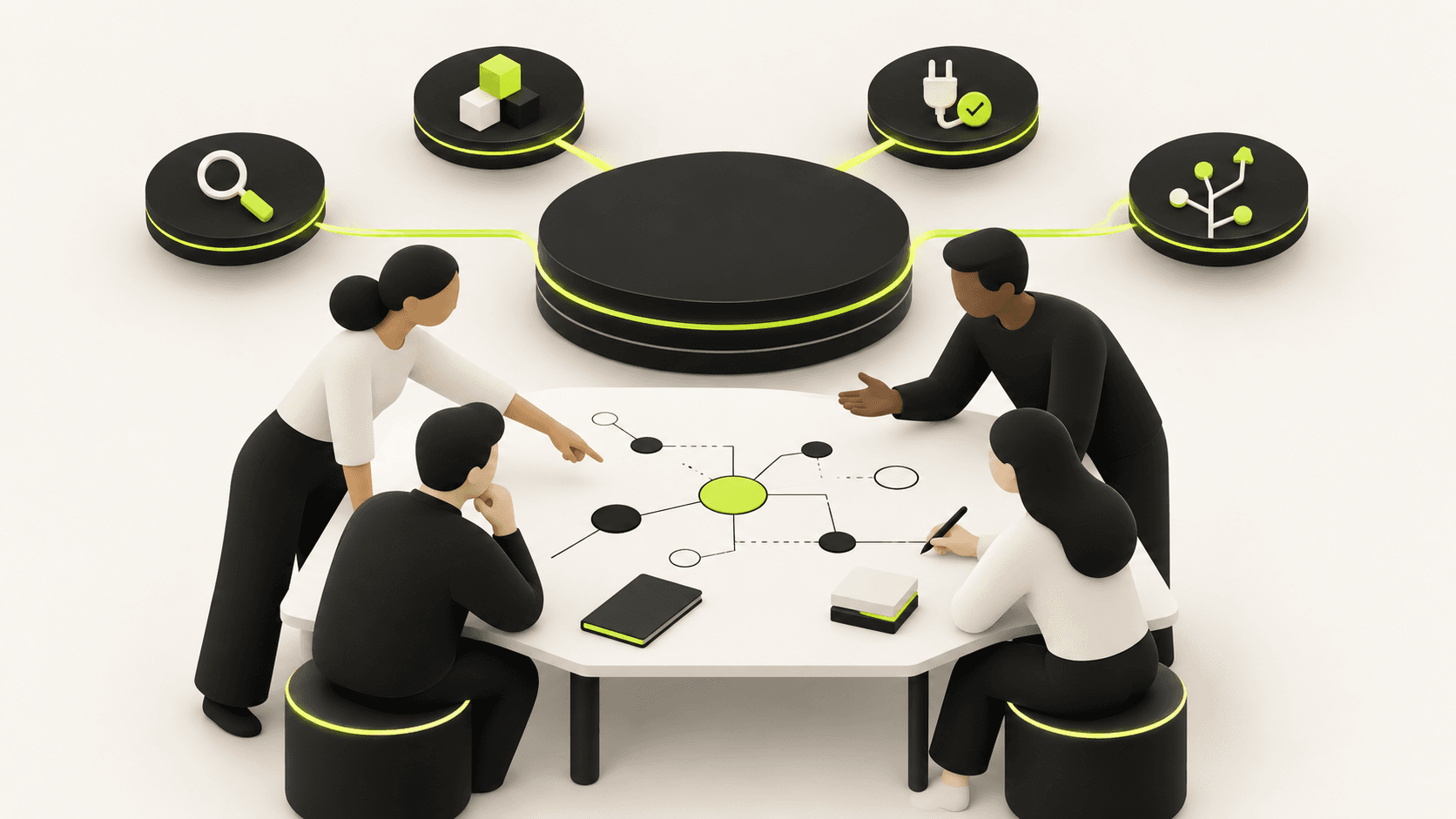 Specialists and engineers collaborate around a platform, from assessment to improvement.